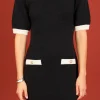 ENGLISH FACTORY Tops*- Contrast Rib Detailed Mini Dress BLACK/WHITE