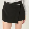 ENGLISH FACTORY Tops*- Contrast Pointed Skort BLACK/OFFWHITE