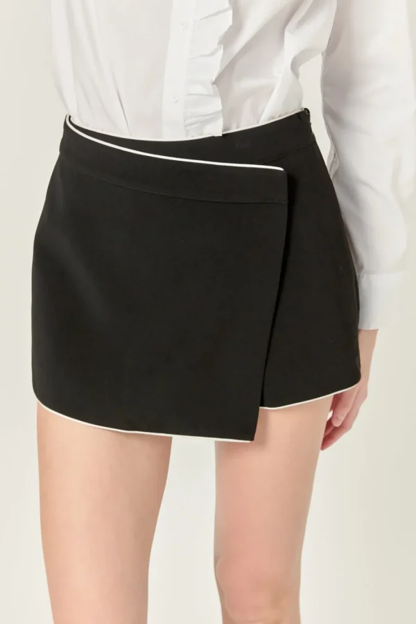 ENGLISH FACTORY Tops*- Contrast Pointed Skort BLACK/OFFWHITE