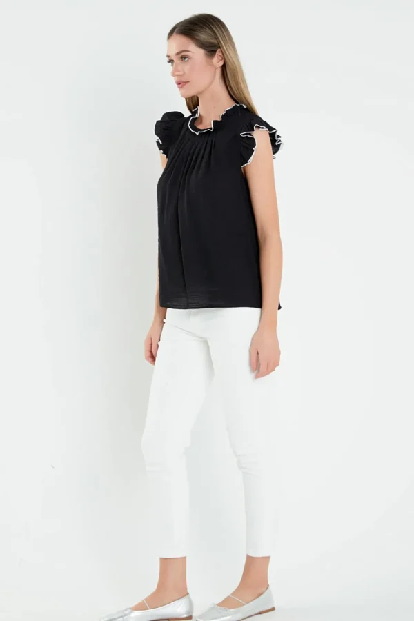 ENGLISH FACTORY Tops*- Contrast Stitch Sleeveless Top