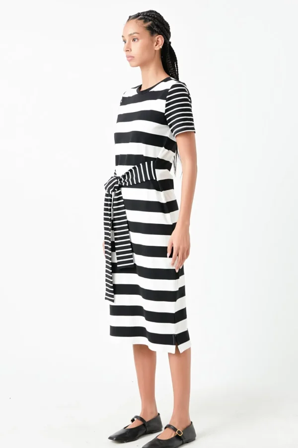 ENGLISH FACTORY Tops*- Contrast Stripe Knit Midi Dress