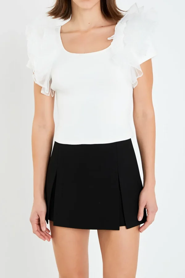 ENGLISH FACTORY Tops*- Contrast Organza Top