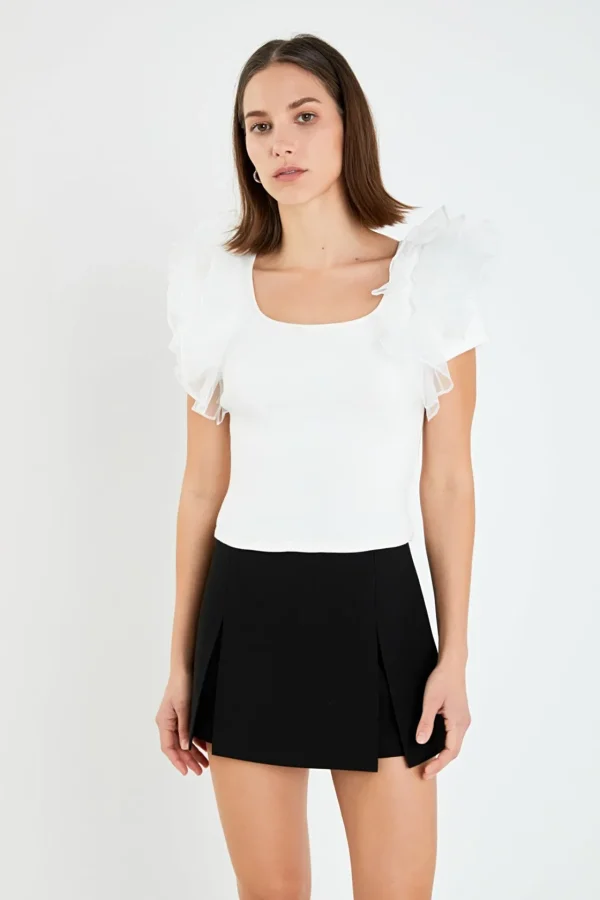 ENGLISH FACTORY Tops*- Contrast Organza Top