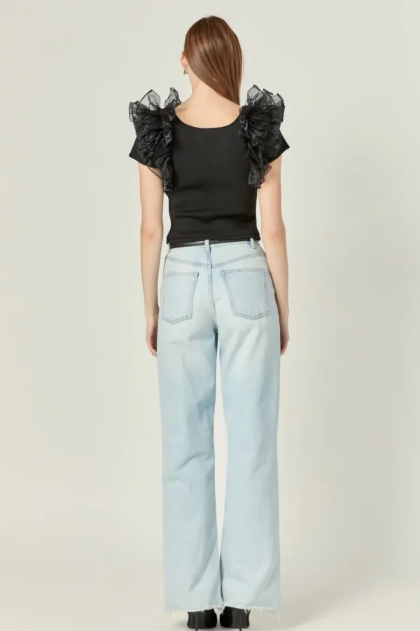 ENGLISH FACTORY Tops*- Contrast Organza Top