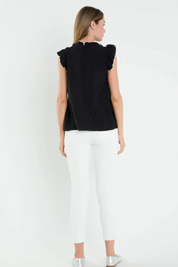 ENGLISH FACTORY Tops*- Contrast Stitch Sleeveless Top
