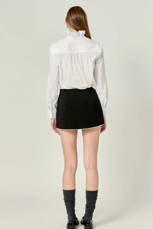 ENGLISH FACTORY Tops*- Contrast Pointed Skort BLACK/OFFWHITE