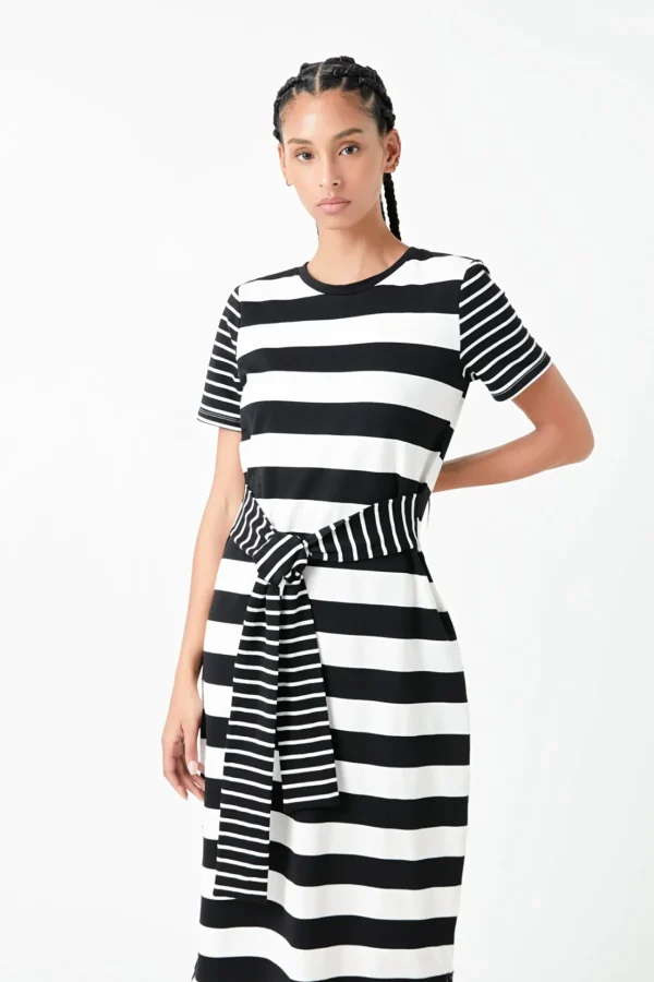 ENGLISH FACTORY Tops*- Contrast Stripe Knit Midi Dress