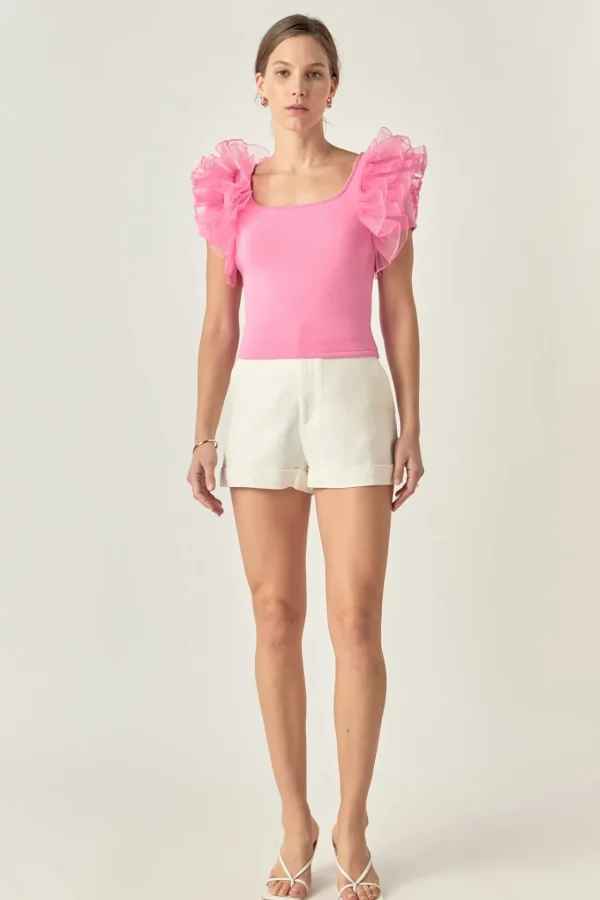 ENGLISH FACTORY Tops*- Contrast Organza Top