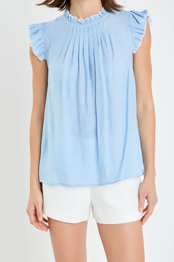 ENGLISH FACTORY Tops*- Contrast Stitch Sleeveless Top