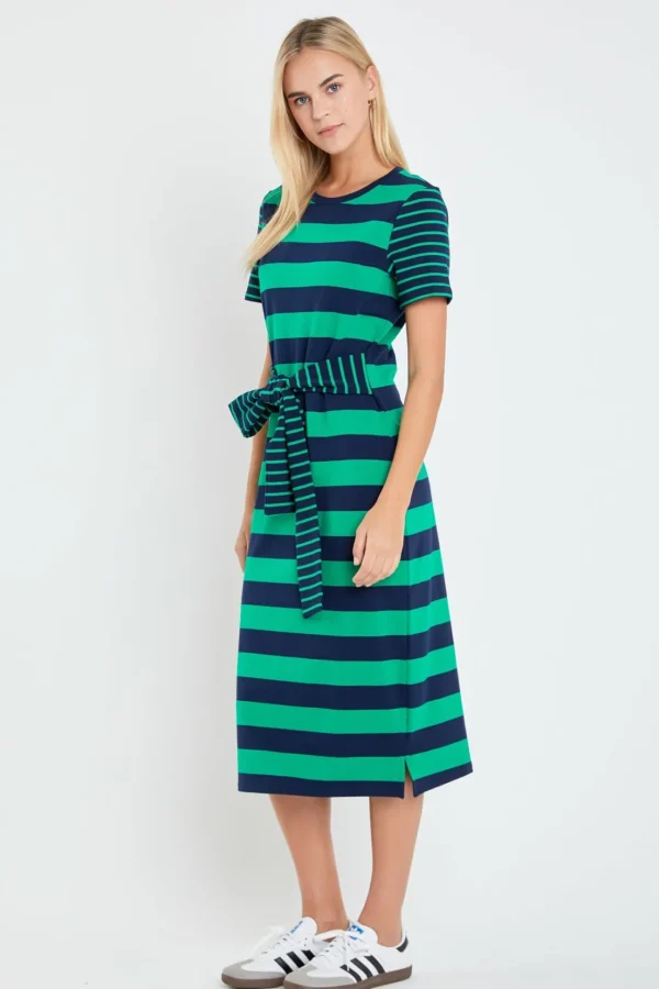 ENGLISH FACTORY Tops*- Contrast Stripe Knit Midi Dress