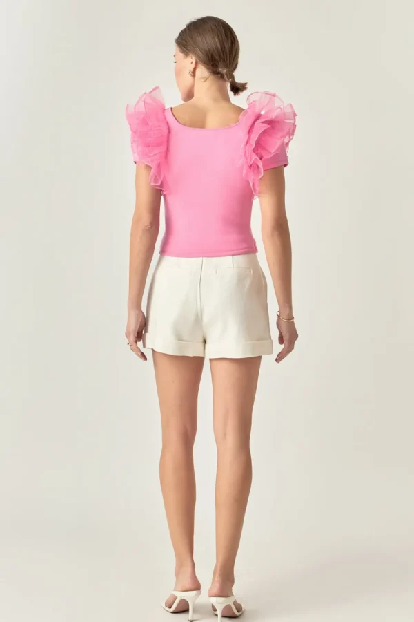ENGLISH FACTORY Tops*- Contrast Organza Top