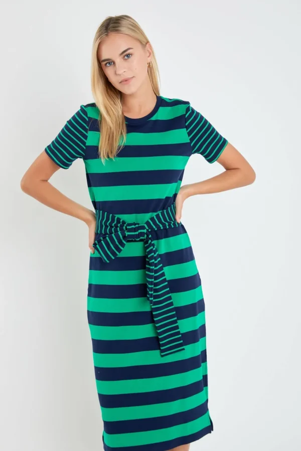 ENGLISH FACTORY Tops*- Contrast Stripe Knit Midi Dress