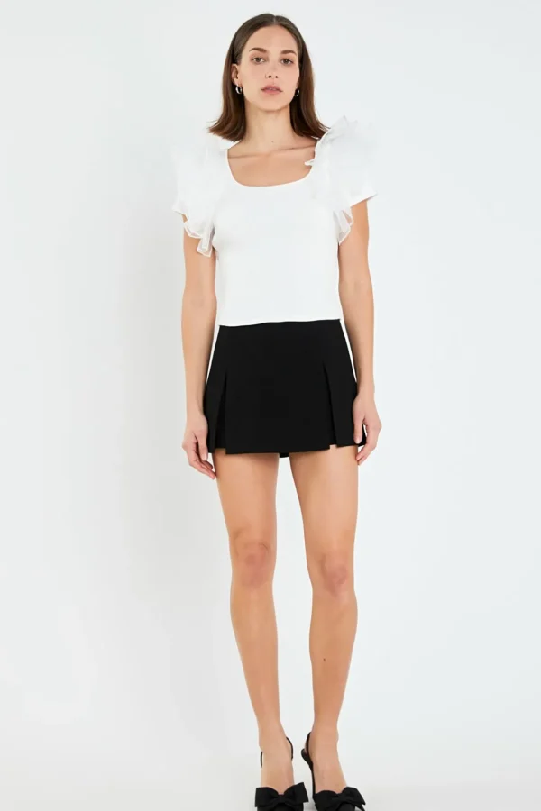ENGLISH FACTORY Tops*- Contrast Organza Top