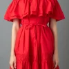 ENGLISH FACTORY Tops*- Convertible Neckline Mini Dress RED
