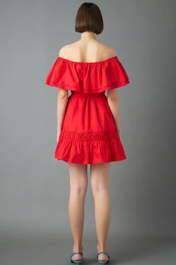 ENGLISH FACTORY Tops*- Convertible Neckline Mini Dress RED