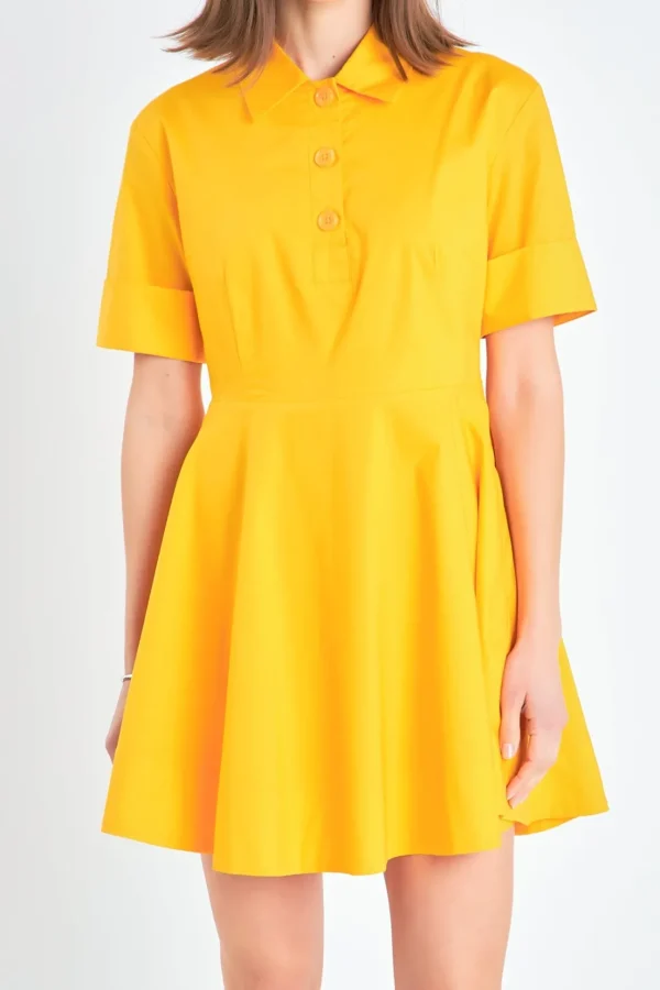 ENGLISH FACTORY Tops*- Cotton Shirt Mini Dress ORANGE