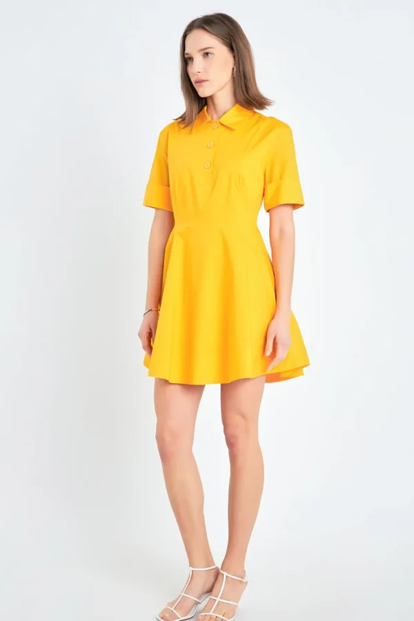ENGLISH FACTORY Tops*- Cotton Shirt Mini Dress ORANGE