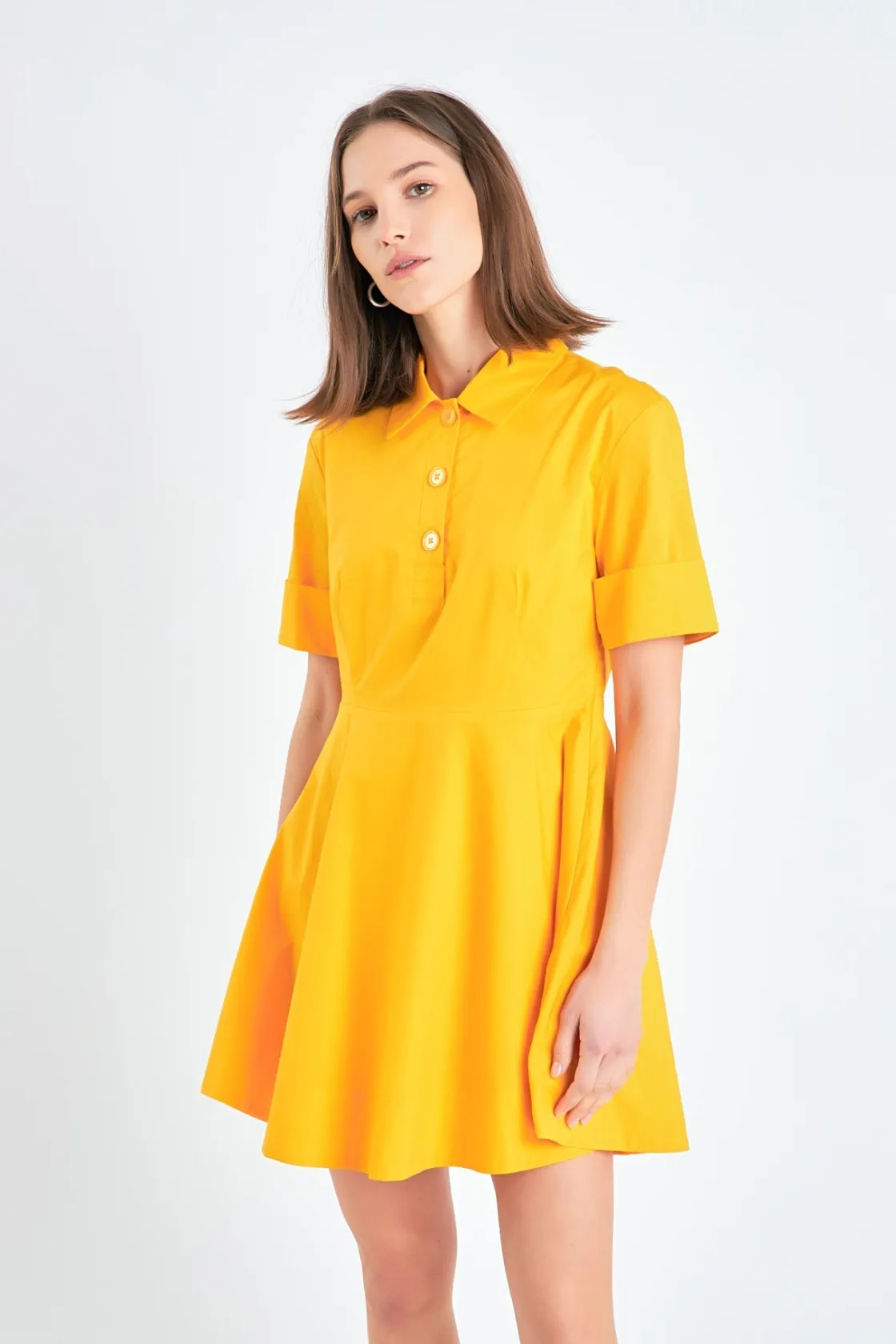 english_factory__cotton_s_3.webp ENGLISH FACTORY Tops*- Cotton Shirt Mini Dress ORANGE