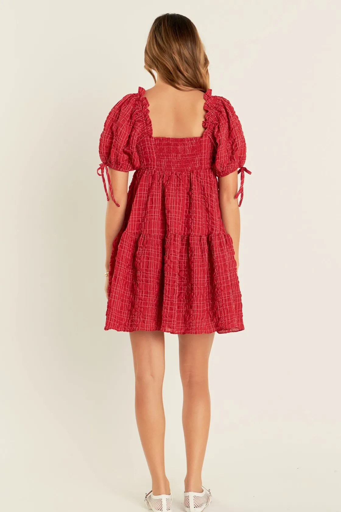 english_factory__crinkled_2.webp ENGLISH FACTORY Tops*- Crinkled Gingham Flounce Dress