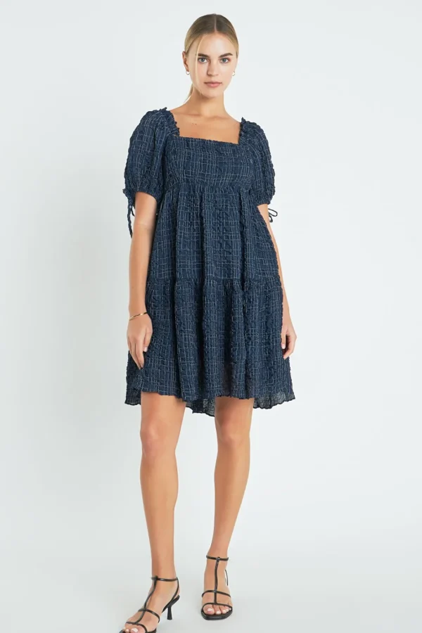 ENGLISH FACTORY Tops*- Crinkled Gingham Flounce Dress