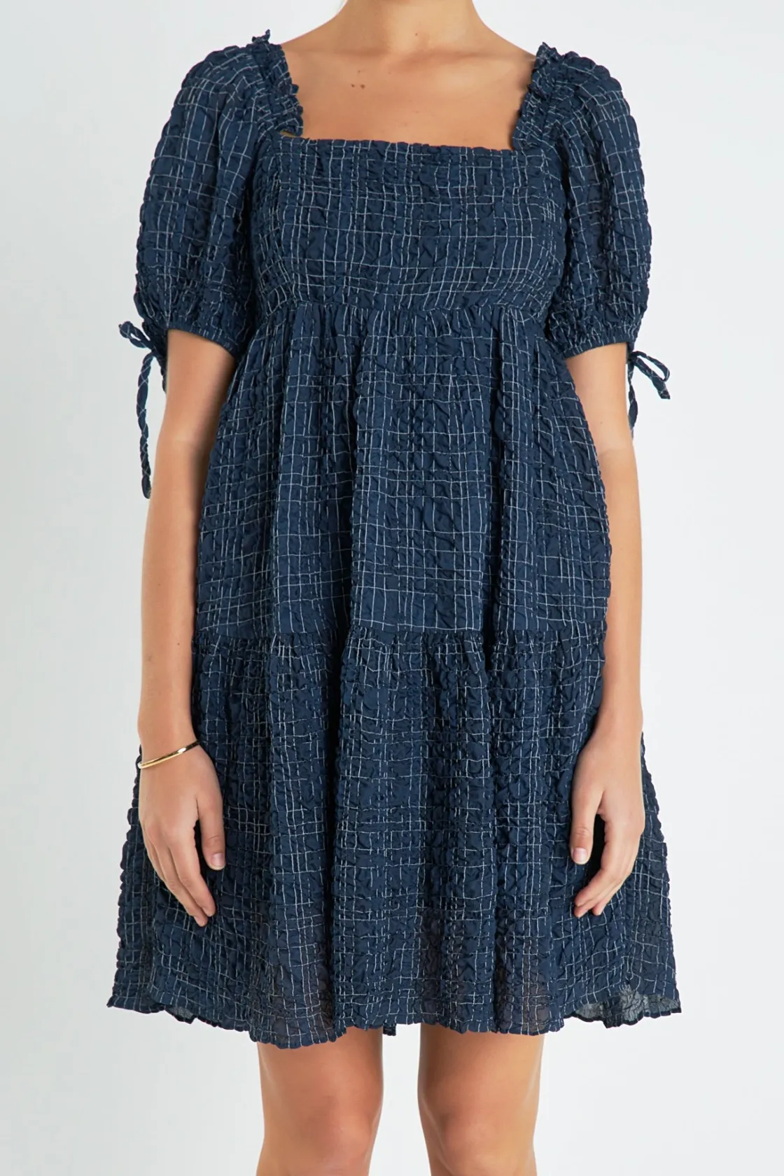 english_factory__crinkled_5.webp ENGLISH FACTORY Tops*- Crinkled Gingham Flounce Dress