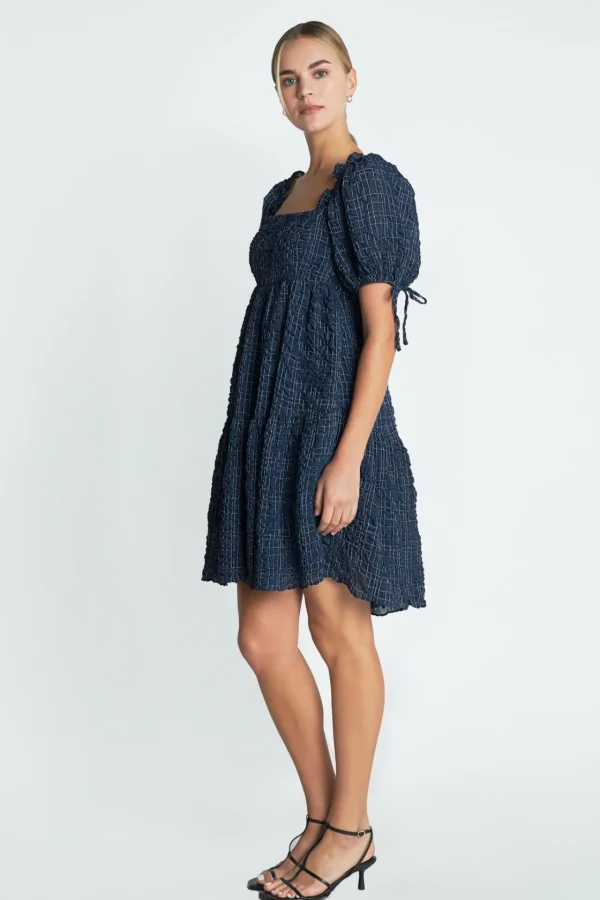 ENGLISH FACTORY Tops*- Crinkled Gingham Flounce Dress