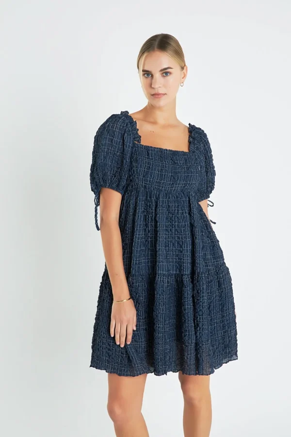 ENGLISH FACTORY Tops*- Crinkled Gingham Flounce Dress