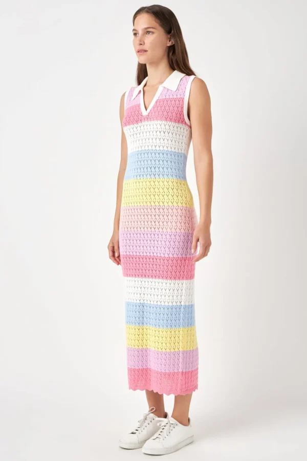 ENGLISH FACTORY Tops*- Crochet Knit Maxi Dress MULTI
