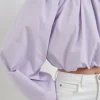ENGLISH FACTORY Tops*- Cropped Blouson Long Sleeve Top