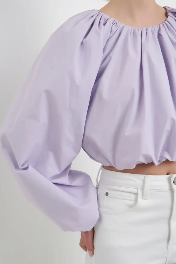ENGLISH FACTORY Tops*- Cropped Blouson Long Sleeve Top