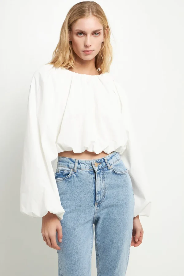 ENGLISH FACTORY Tops*- Cropped Blouson Long Sleeve Top