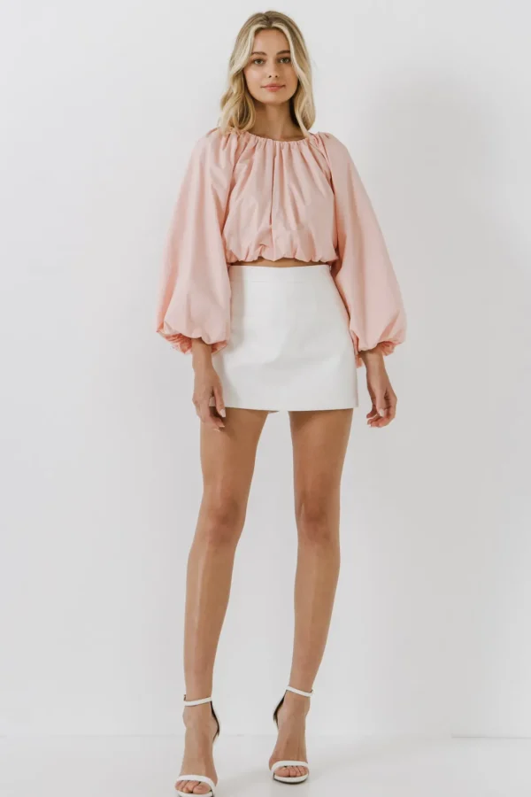 ENGLISH FACTORY Tops*- Cropped Blouson Long Sleeve Top