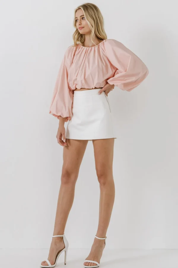 ENGLISH FACTORY Tops*- Cropped Blouson Long Sleeve Top