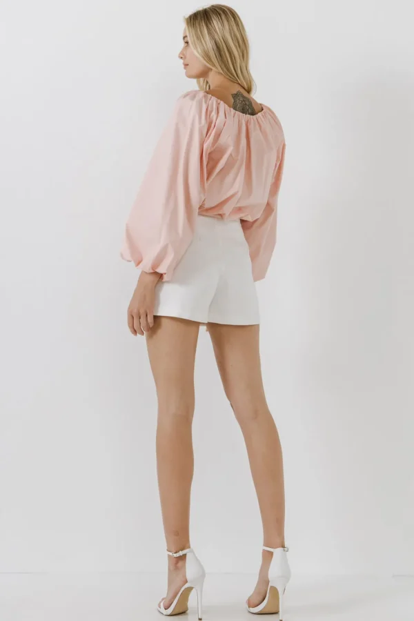 ENGLISH FACTORY Tops*- Cropped Blouson Long Sleeve Top