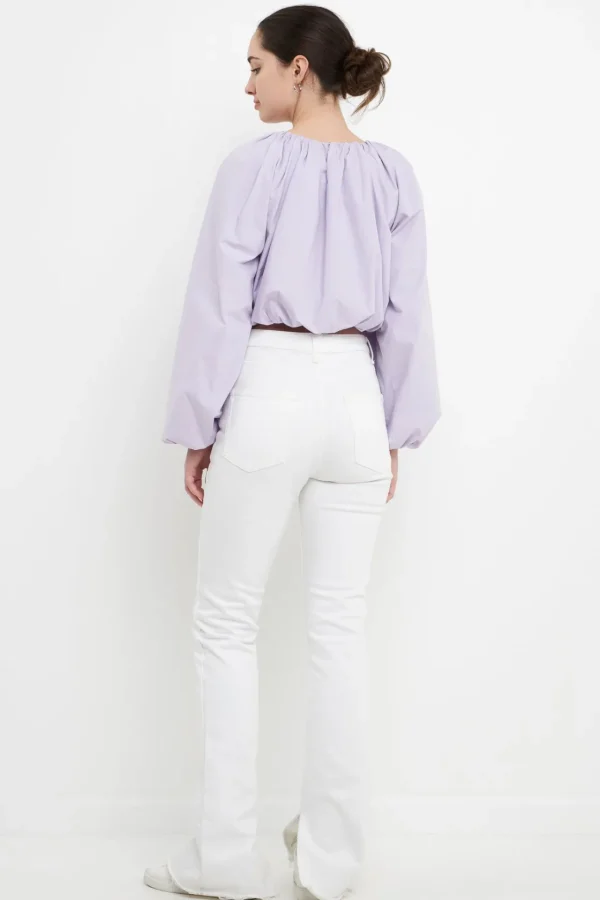 ENGLISH FACTORY Tops*- Cropped Blouson Long Sleeve Top