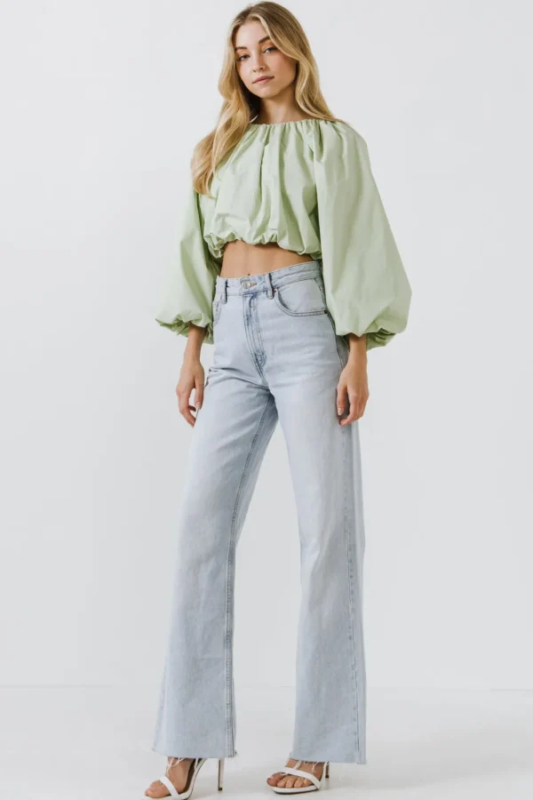 ENGLISH FACTORY Tops*- Cropped Blouson Long Sleeve Top