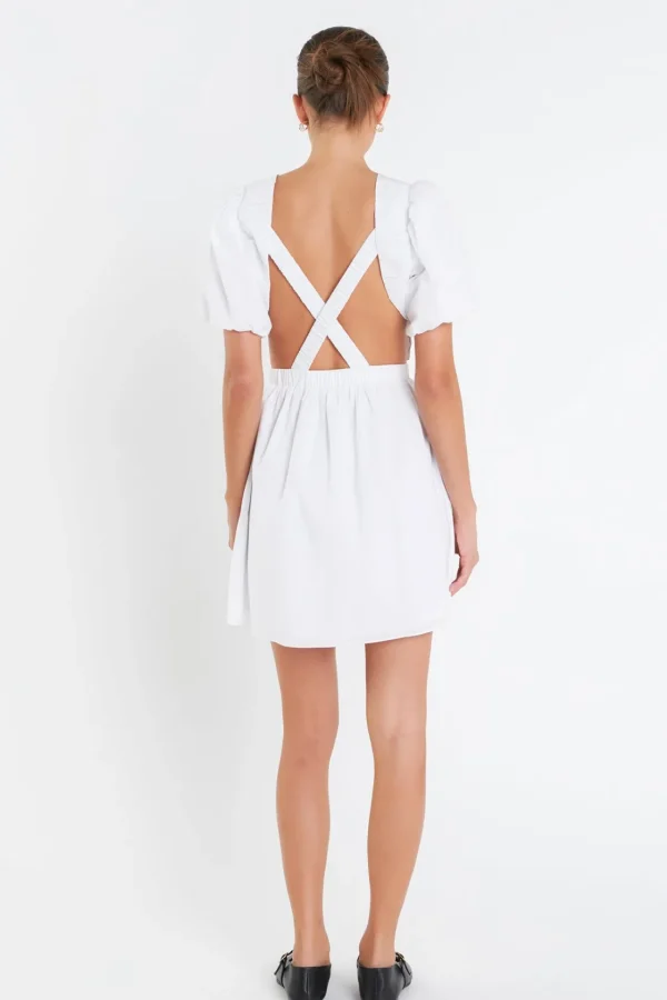 ENGLISH FACTORY Tops*- Cut-Out Poplin Mini Dress