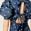 ENGLISH FACTORY Tops*- Daisy Dotted Midi Dress NAVY/OFFWHITE