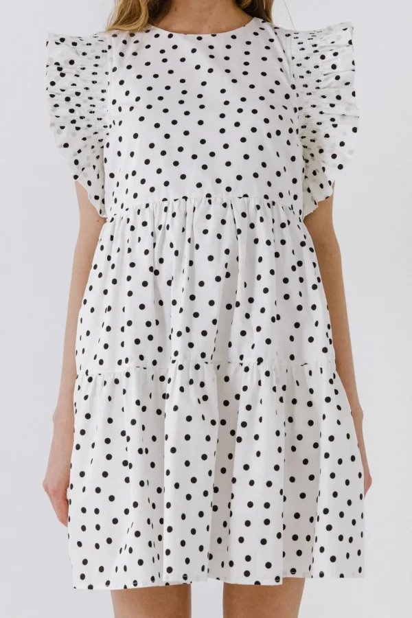 ENGLISH FACTORY Tops*- Dot Print Mini Dress