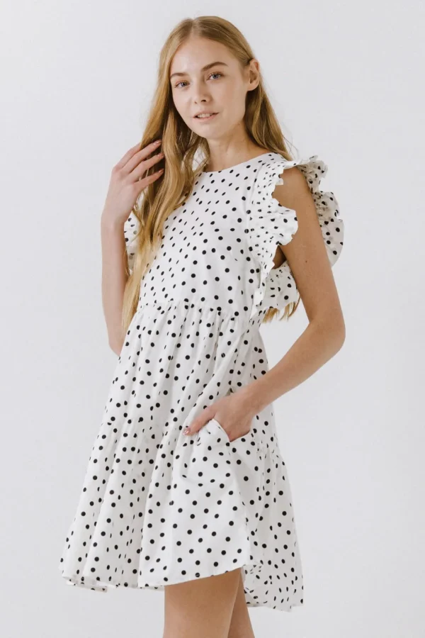 ENGLISH FACTORY Tops*- Dot Print Mini Dress