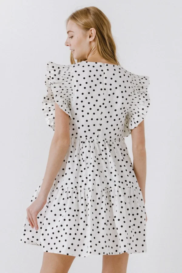ENGLISH FACTORY Tops*- Dot Print Mini Dress