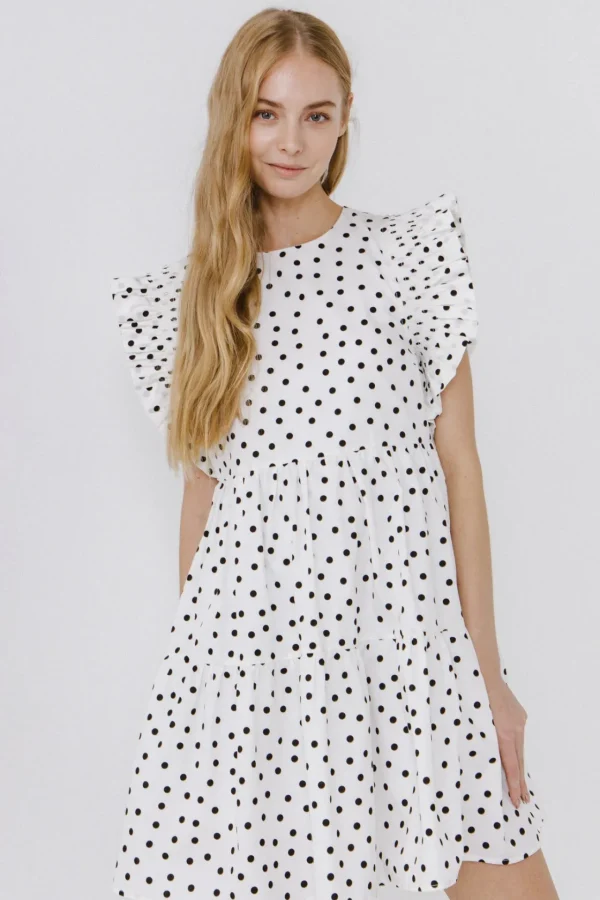 ENGLISH FACTORY Tops*- Dot Print Mini Dress