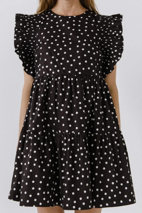 ENGLISH FACTORY Tops*- Dot Print Mini Dress