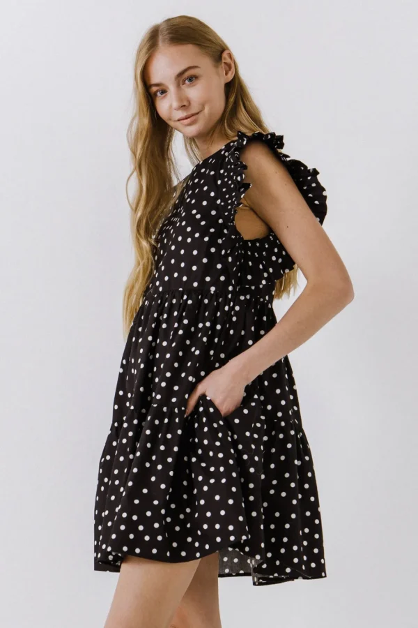 ENGLISH FACTORY Tops*- Dot Print Mini Dress