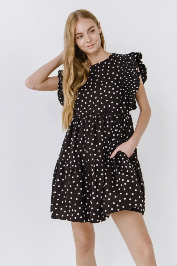 ENGLISH FACTORY Tops*- Dot Print Mini Dress