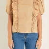 ENGLISH FACTORY Tops*- Double Ruffle Poplin Puff Sleeve Shirt