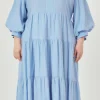 ENGLISH FACTORY Tops*- Drop Shoulder Midi Dress POWDERBLUE