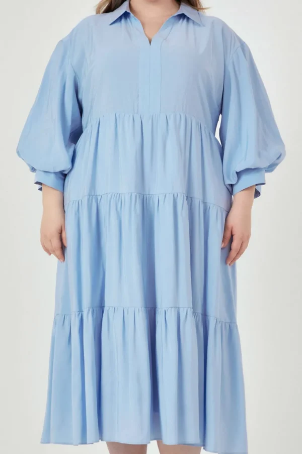 ENGLISH FACTORY Tops*- Drop Shoulder Midi Dress POWDERBLUE