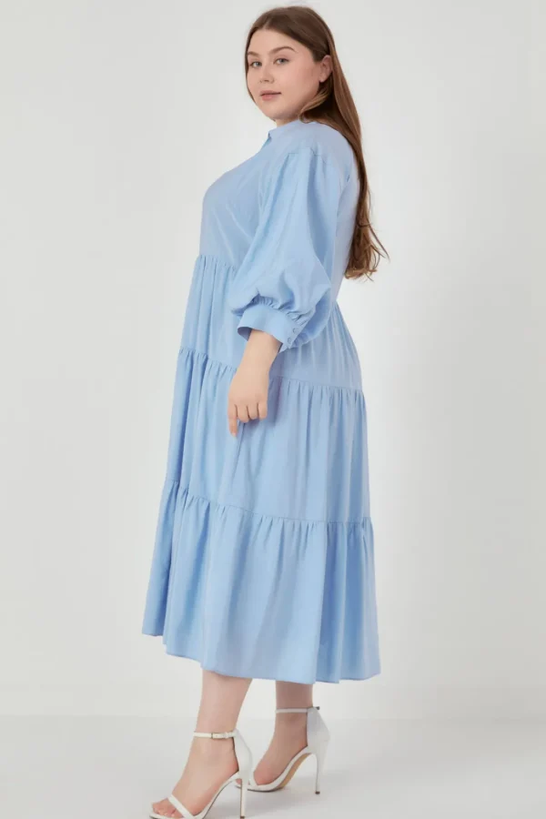ENGLISH FACTORY Tops*- Drop Shoulder Midi Dress POWDERBLUE