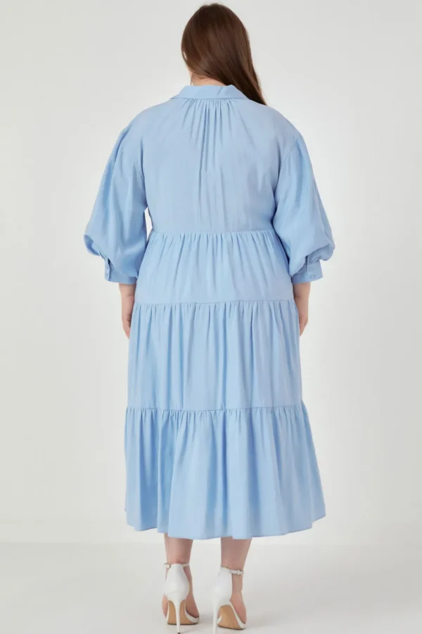 ENGLISH FACTORY Tops*- Drop Shoulder Midi Dress POWDERBLUE
